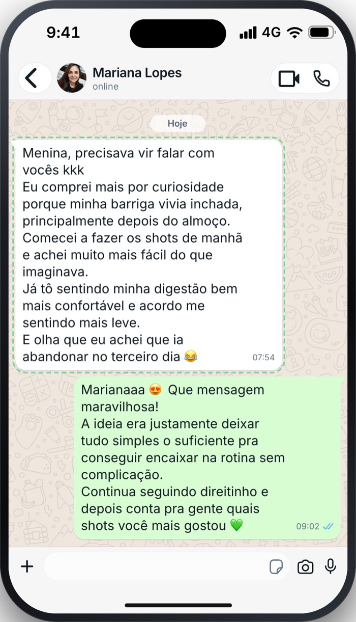 Print de conversa de cliente no WhatsApp
