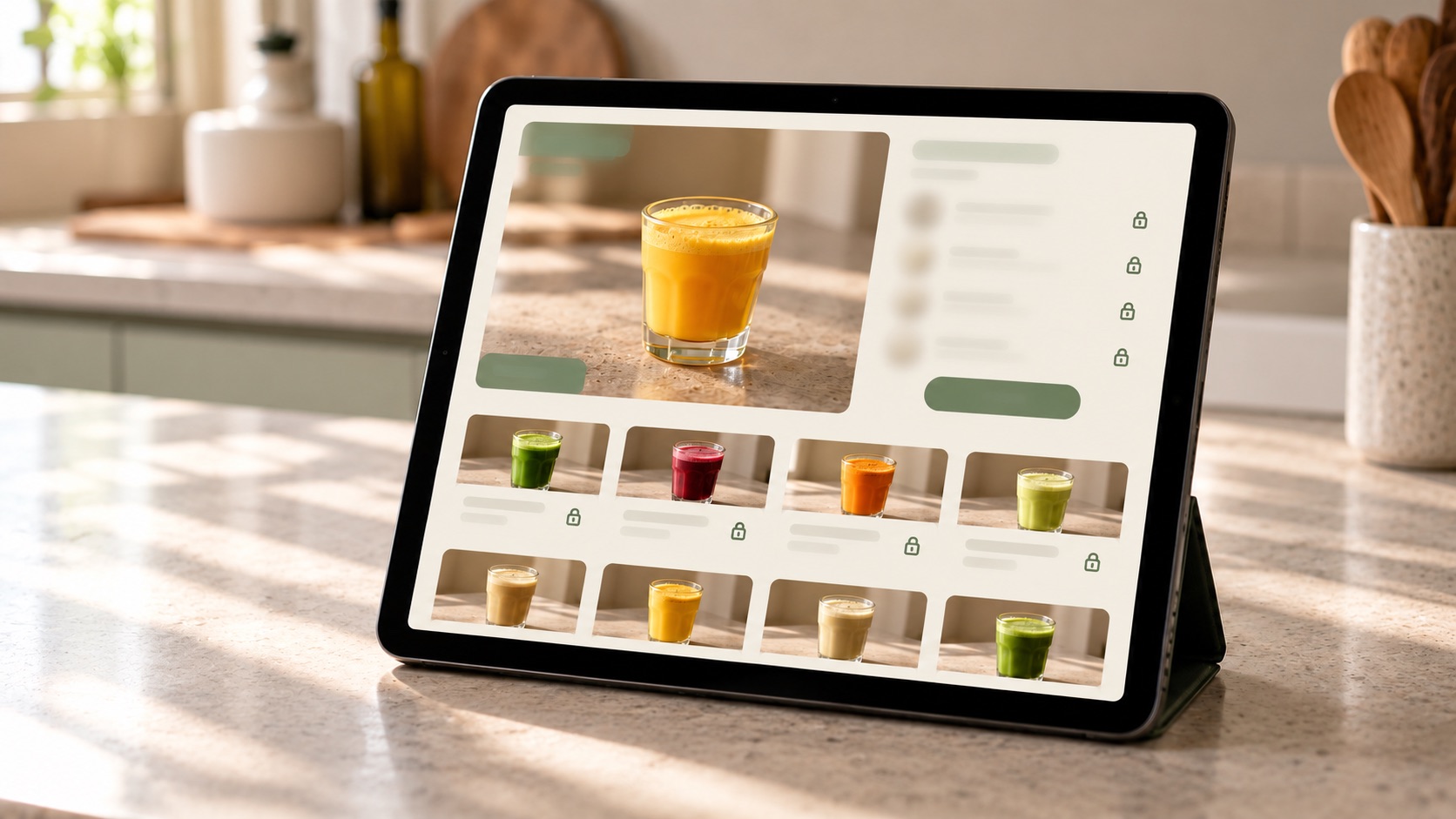 Tela inicial do app com o shot do dia e acesso às receitas